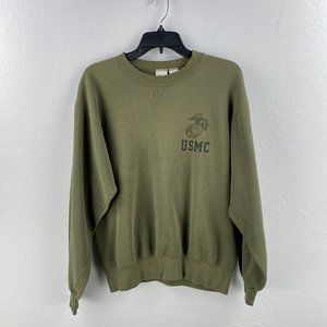 Vintage MJ Soffe Men's USMC US Marines 90s  Sweatshirt Pullover Green M USA Made